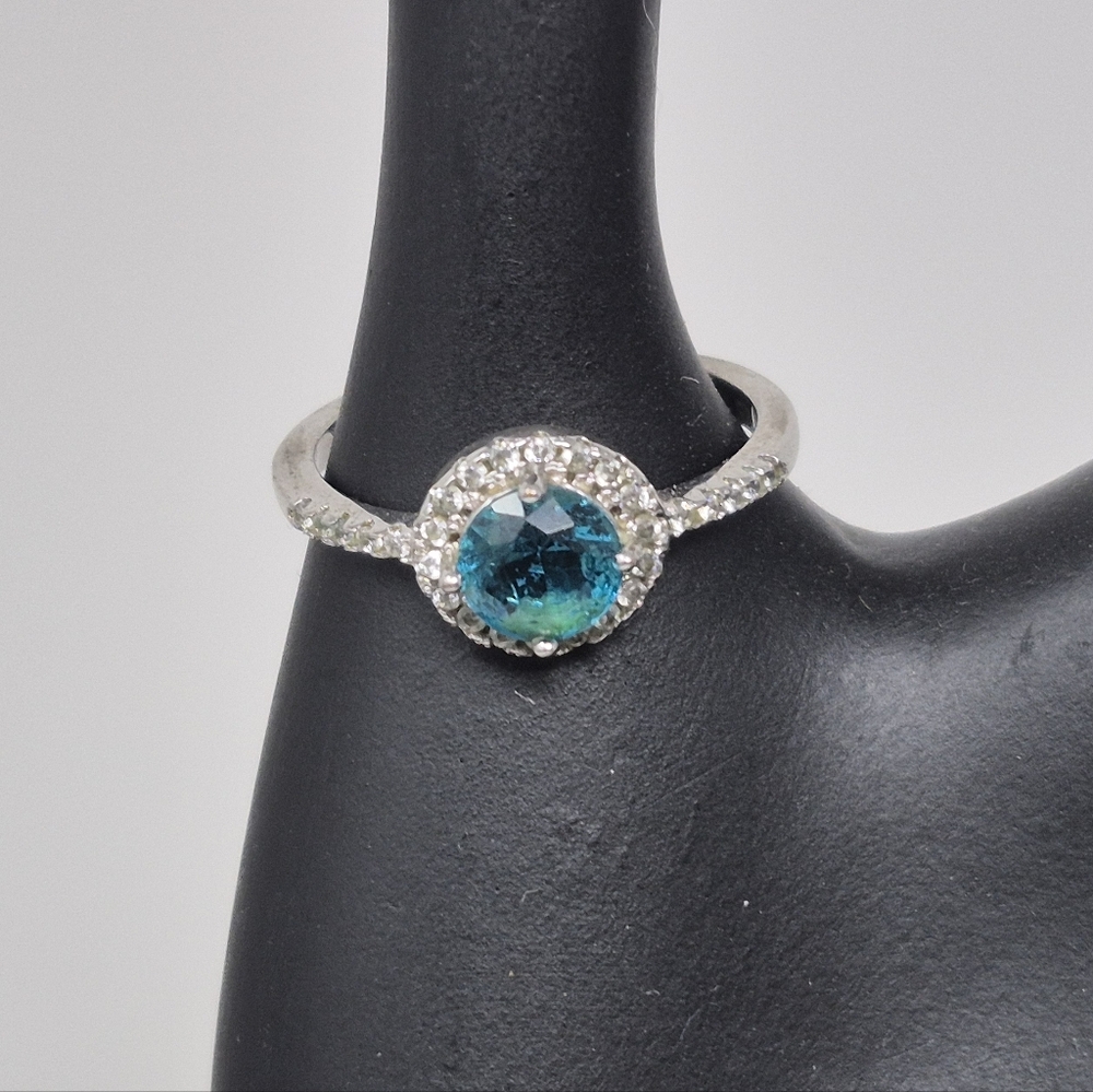 Silver Ring With Blue Center Stone